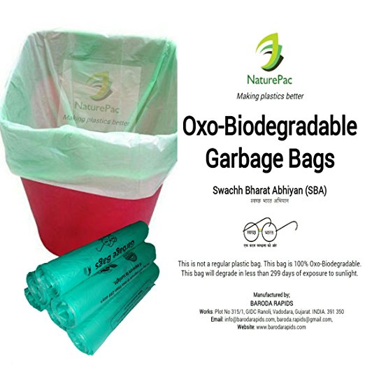 Naturepac Garbage Bags Biodegradable Premium Small Size 43 Cm X 51 Cm ,(180)