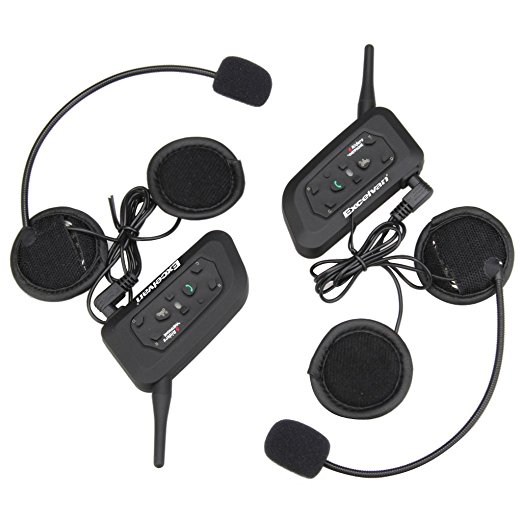 Excelvan 2x BT 1200m Wireless Motorcycle Helmet Bluetooth 3.0 Intercom Headset Motorbike Interphone Connect Up to 6 Riders