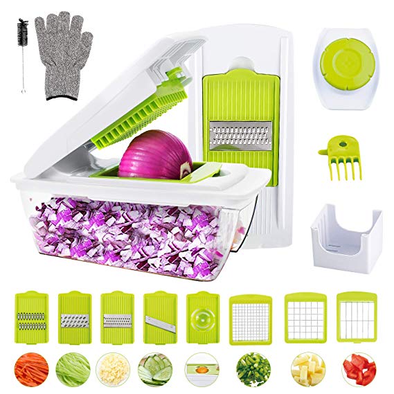 Vegetable Chopper, WOKOKO Food Chopper Cutter Onion Slicer Dicer Veggie Slicer Manual Mandoline for Garlic, Cabbage, Carrot, Potato, Tomato, Fruit, Salad
