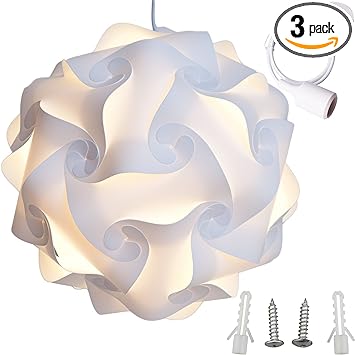 Lightingsky Ceiling Pendant DIY IQ Jigsaw Puzzle Lamp Shade Kit with 40 Inch Hanging Cord (White, XL- 16 inch)