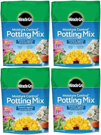 Miracle-Gro gprkzO Moisture Control Potting Mix, 0.26-Cubic Feet (8qt.), 4 Units