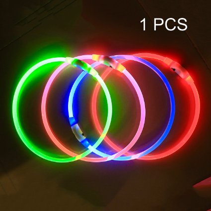 Pack of 1 PCS- LED Dog Collar, USB Rechargeable, glowing pet dog collar for night safety, fashion light up tube flashing tube collar for small medium large dogs
