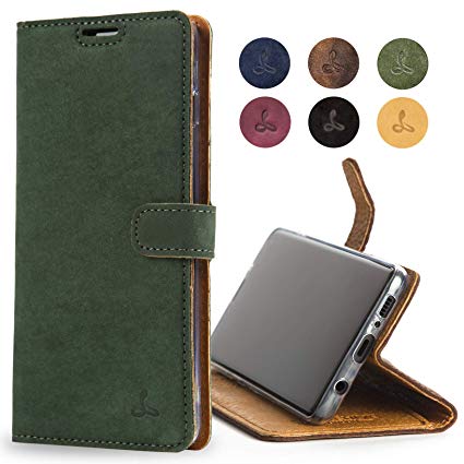 Snakehive Samsung Galaxy S10 Plus Case, Genuine Leather Wallet with Viewing Stand and Card Slots, Flip Cover Gift Boxed and Handmade in Europe for Samsung Galaxy S10 Plus- (Dark Green)