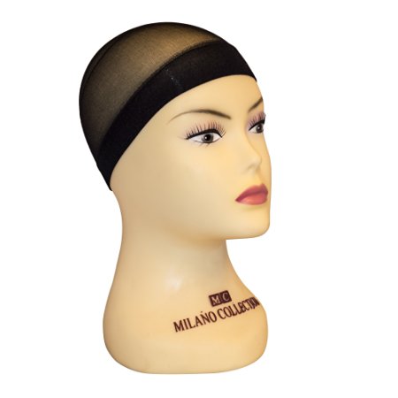 Milano Collection Nylon Fitted Elastic Mesh Snood Wig Cap Set of 9 in Black