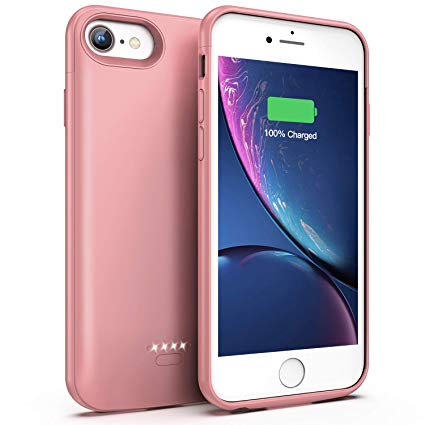Battery Case for iPhone 7/8, 4000mAh Portable Protective Charging Case Compatible with iPhone 7/8 (4.7 inch) Rechargeable Extended Battery Charger Case (Rose Gold)