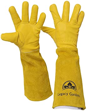 Legacy Gardens Protective Gloves for Women & Men | Thorn and Cut Proof Garden Work Gloves Suitable For Thorny Bushes Cacti Rose Pruning - XL Yellow
