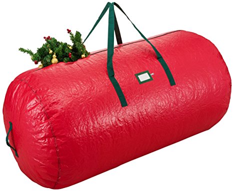 Zober Extra Large Christmas Tree Bag - Artificial Christmas Tree Storage for Un-Assembled Trees up to 9’ Tall with Sleek Zipper - Also Accommodates Holiday Inflatables | 60 x 30 x 30 (Red)