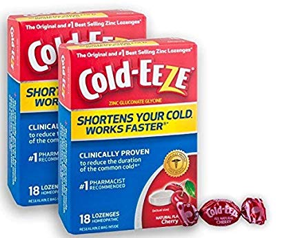 Cold-EEZE Cold Remedy Lozenges All Natural Cherry Flavor, 18 Count, The Original and Best-Selling zinc lozenges Clinically Proven, Shortens Colds, Homeopathic, Multi-Symptom Relief, Twin Pack