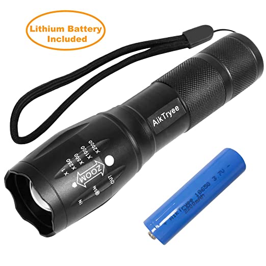Tactical Flashlight, High Lumen LED Flashlights, Super Bright Portable Outdoor Water Resistant Torch Light Zoomable Flashlight with 5 Light Modes by AikTryee