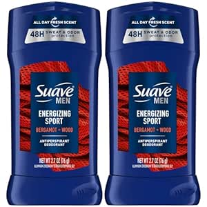 Suave Antiperspirant for Men, Active Sport – Invisible Solid Antiperspirant Stick, 48H Sweat & Odor Protection, Moisturizing Formula, Scented, 2.7 Oz (Pack of 2)