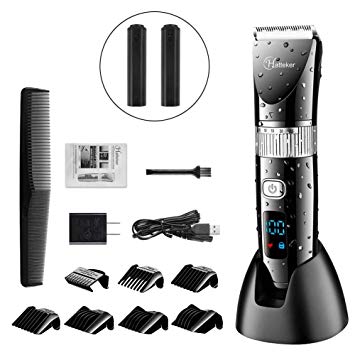 Hatteker Hair Trimmer Pro Hair Clippers for Men Haircut Beard Trimmer Hair Cutting Kit Cordless USB Rechargeable Waterproof LED Display