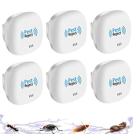 Tomu Ultrasonic Pest Repeller Bugs Insects, Mice Repellent to Repel Prevent Mouse, Ant, Mosquito, Spider, Rodent, Roach,Child Pets Safe Control (6, Round)