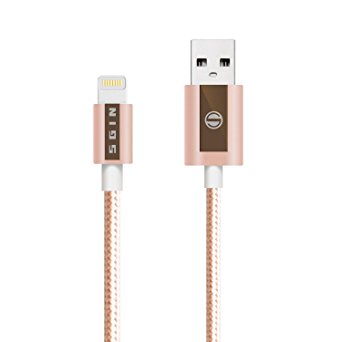 iPhone Cable SIGN - 10Feet, Nylon Braided Cord Lightning Cable Certified to USB Charging Charger for iPhone 7,7 Plus,6S,6 Plus,SE,5S,5,iPad,iPod Nano 7 - Rose