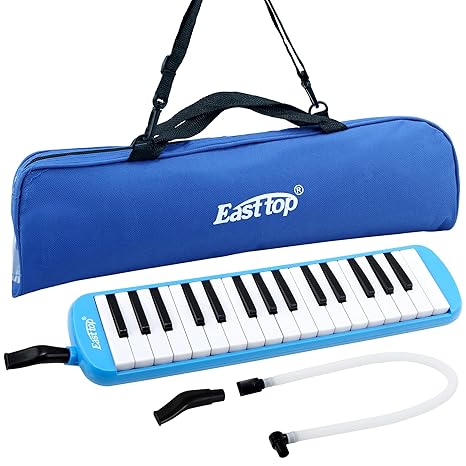 East top 32-Key Melodica, Professional Mouth Melodica Keyboard Organ Melodica Instrument for Adults, Students and Kids, As a gift, Set-Blue