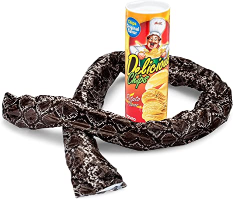 The Original Snake in a Potato Chip Can Prank-Funny Classic Snake in a Can Prank for Kids, Snake in a Can Trick Gag Gift Toy & Scary Shock Snake Trick, Spring Snakes Prank, Red Potato Chip Snake Can