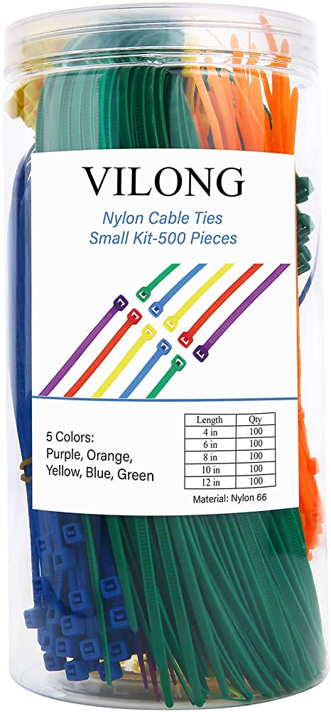 Nylon Zip Ties Kit, Multi-Purpose Self-Locking Cable Tie Wire Wraps,Cable Zip Ties 500 Pieces 4 6 8 10 12 inches(500Pcs)