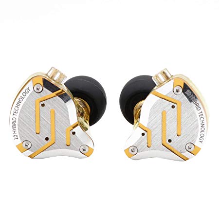 KZ ZS10 Pro 4BA 1DD Hybrid in-Ear Earphone with High Resolution 075mm 2pin Connector Detachable Cable (with Mic, Glare Yellow)