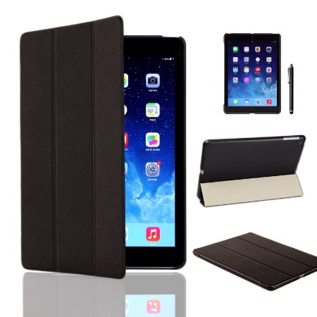 MOFRED Black Ultra Slim Apple iPad Air (Released November 2013) Leather Case Cover, Full Protection Smart Cover for iPad Air iPad 5 5th With Magnetic Auto Wake & Sleep Function   Screen Protector   Stylus Pen