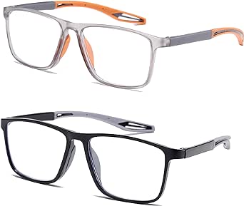 JOON-joon Reading Glasses Men 2 Pairs Sports Style Comfortable and Flexible Blue Light Blocking Readers for Men
