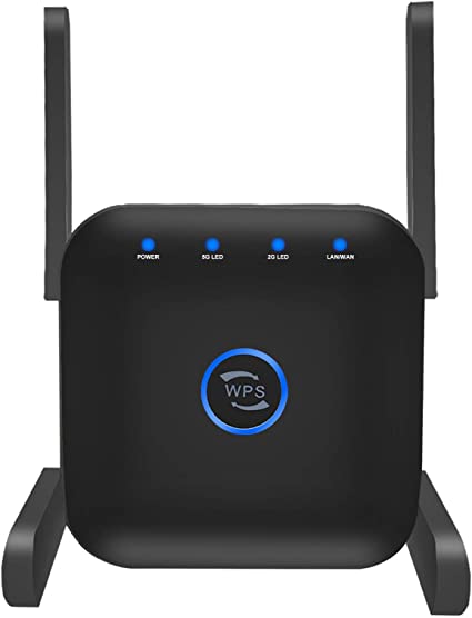 Whew WiFi Range Extender, 1200Mbps Wireless WiFi Repeater Dual Band 2.4G and 5G Signal Booster 4 Antennas 360° Full Coverage One Button Setup with Ethernet Port