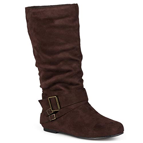 Journee Collection Womens Regular Sized and Wide-Calf Buckle Slouch Mid-Calf Boot