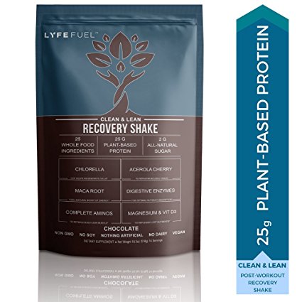 Post Workout Recovery Drink- Clean Plant Based Protein Powder   Superfoods - Replenish Nutrients, Build Lean Muscle, and Increase Performance Naturally - (Chocolate, One Pound Bag, Vegan) | LYFE FUEL