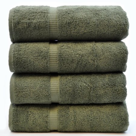 Luxury Hotel and Spa Towel 100 Genuine Turkish Cotton Bath Towel - Set of 4 Moss