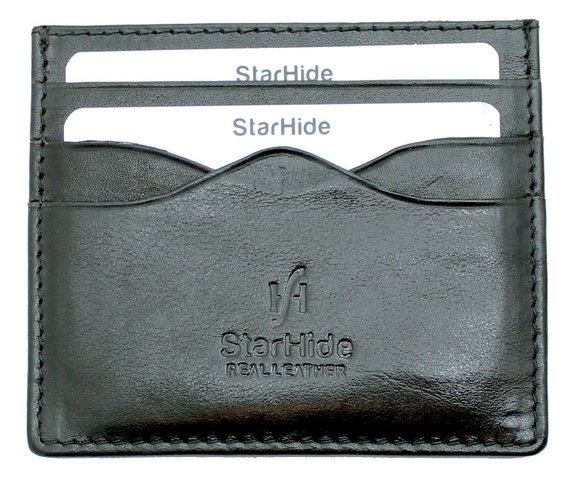 STARHIDE GENUINE VEG TAN LEATHER SLIM CREDIT CARD HOLDER / OYSTER CARD CASE NOTE WALLET #1215