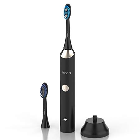 Lächen Electric Toothbrush Rechargeable, Built in 2-Min Timer Sonic Toothbrush USB Charging 60 Days Use Waterproof IPX 7, Soft Bristles Replacement Brush Heads & Travel case, RM-ST031