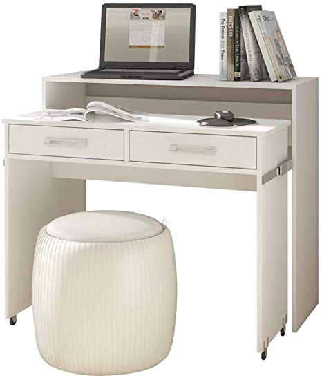 SELSEY COCO - Modern Desk/Functional Home Office Desk/Compact Study Desk/Matte White
