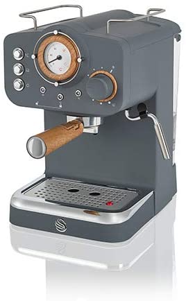 Swan Espresso Machine, 15 Bars of Pressure, Milk Frother, 1.2L Tank, Scandi Style, SK22110GRYN, Nordic Grey