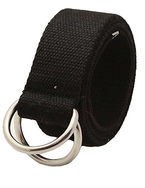 Nidicus Fashion 55in Length Solid Canvas Double D-Ring Metal Buckle Web Belt