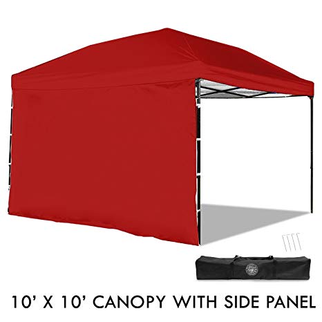 Punchau Pop Up Canopy Tent with Sidewall 10 x 10 Feet, Red - UV Coated, Waterproof Instant Outdoor Party Gazebo Tent