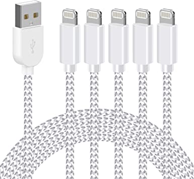 KRISLOG for iPhone Charger, MFi Certified 5Pack for Lightning Cable [10Ft 6Ft×2 3Ft×2] Braided iPhone Cable Fast Charging to USB A Cable Compatible with iPhone 11 Pro Max/XS MAX/XR/XS/X/8/7/Plus/6S