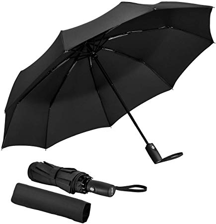 TOPELEK Windproof Umbrella Compact, Fast Drying, Sturdy [9 Ribs] Waterproof Reinforced Frame, Auto Open and Close, Non-slip Handle, Golf, Pocket, Travel Umbrella, Lifetime Replacement