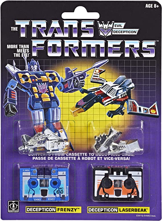 Transformers: Vintage G1 Cassette 2-Pack Decepticons Frenzy and Laserbeak Collectible Figures