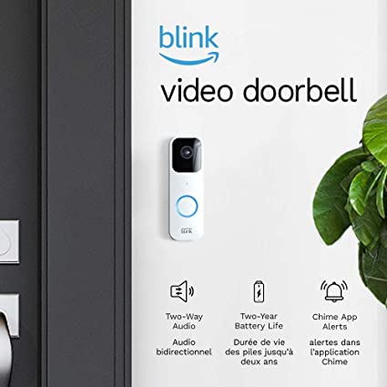 Blink Video Doorbell   2 Outdoor (3rd Gen) camera system – Two-way audio, HD video, motion and chime app alerts and Alexa enabled – wired or wire-free (White)