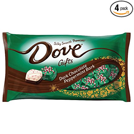 DOVE PROMISES Holiday Dark Chocolate Peppermint Bark Candy 7.94-Ounce Bag (Pack of 4)