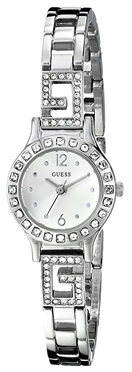 GUESS Women's U0411L1 Silver-Tone Jewelry Inspired Watch with Self-Adjustable Bracelet