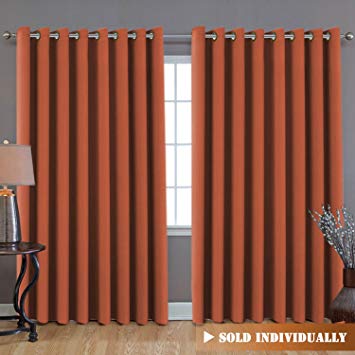 H.VERSAILTEX Blackout Patio Curtains, Extra Long and Wider (100" W by 108" L) Thermal Insulated Panel Premium Room Divider, No One Can See Through (9' Tall by 8.5' Wide) - Orange Ochre