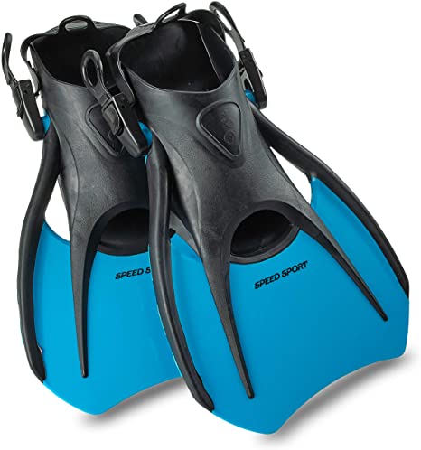 Phantom Aquatics Snorkel Fins, Swim Fins Travel Size Short Adjustable for Snorkeling Diving Adult Men Women Kids Open Heel Swimming Flippers   Net Carry Bag…