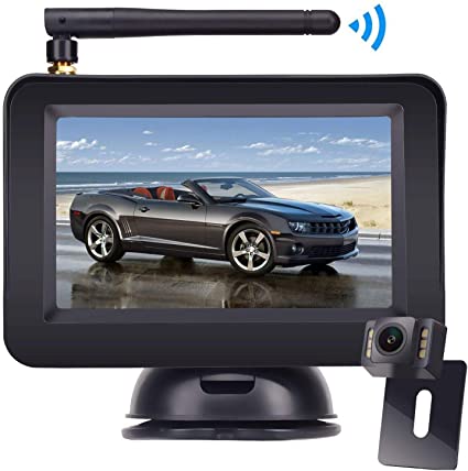 Wireless Reversing Camera, DOUXURY 4.3'' LCD Rear View Monitor   170° Wide Angle IP68 Waterproof Rear View Camera, Night Vision universal for Cars, Vans, Trucks