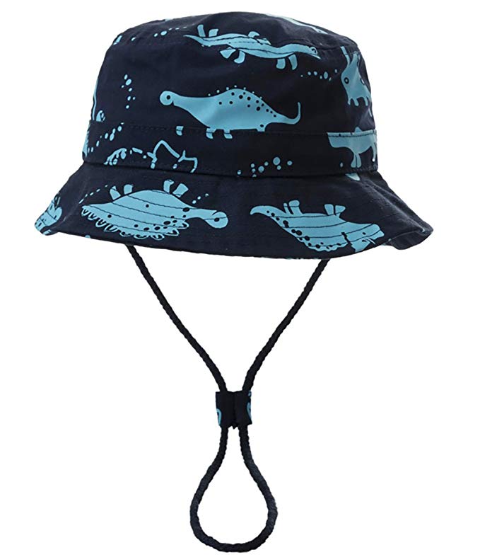 Eriso Toddler Dinosaur Hat Sun Protection Animal Bucket with Chin Strap