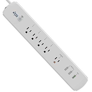 KMC 5-Outlet Wi-Fi Surge Protector power strip, Smart Plug with 6-Foot, Quick Charge 3.0 (Quick Charge 2.0), Remote Control, Save Energy, Smart Switch Timer, Compatible with Alexa/Google Home