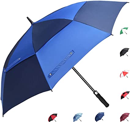 ABCCANOPY Golf Umbrella Double Canopy Large Windproof Waterproof Sunproof Fabric UPF 50+ Blocking UV 99.98% Auto Open Big Stick Umbrella,for Car and Outdoor Use