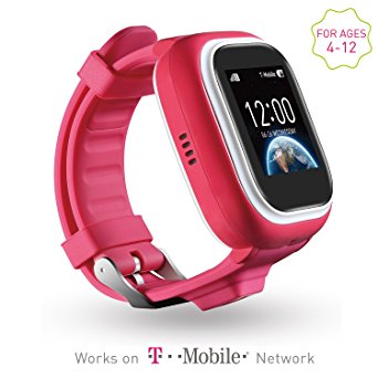 NEW VERSION TickTalk 1.0S Touch Screen Kids Wearable tracker wrist Phone w/ GPS locator, Controlled by Apple and Android phone APP Including 1 FREE MONTH w/ T-MOBILE NETWORK! (pink)