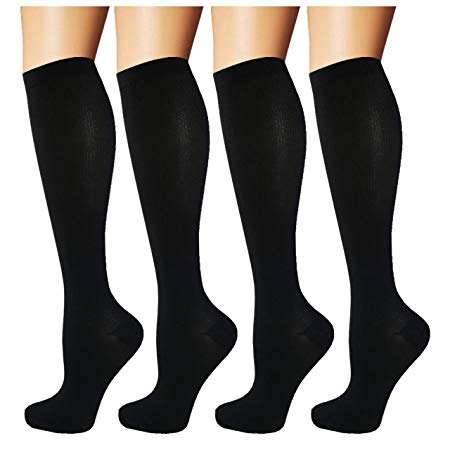 4/7 Pairs Compression Socks for Men Women 20-30 mmHg Knee High Stockings for Nurse Athletic Sports Travel Medical Pregnanc