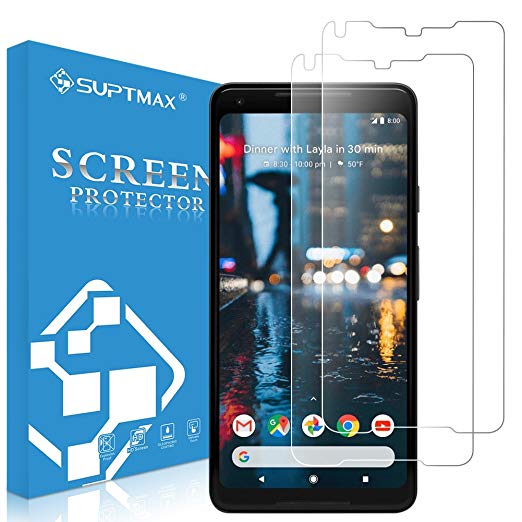 SUPTMAX Screen Protector for Google Pixel 2 XL [Case Friendly] Pixel 2 XL Screen Film [Easy Installation] Google Pixel 2XL Tempered Glass Clear