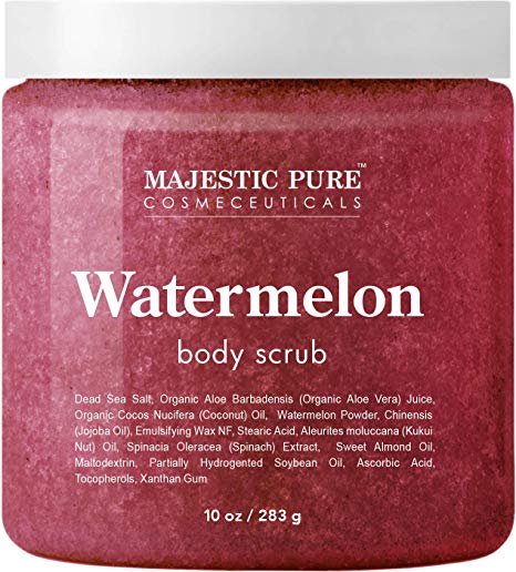 Majestic Pure Watermelon Body Scrub - Age Defying - Exfoliates, Hydrates, and Moisturizes Skin, 10 oz