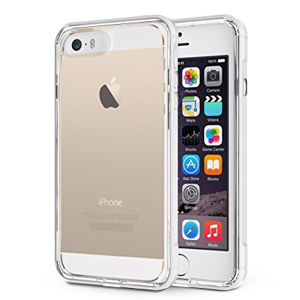 OMOTON iPhone 5/5S SE Case - PC and Crystal Clear Soft TPU, All-Around Drop/Shock Resistant Case, Compact/Slim Fit For iPhone 5/5S SE Case ,White